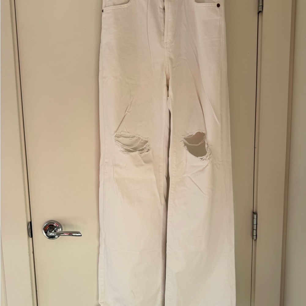 Stylish Distressed White Jeans